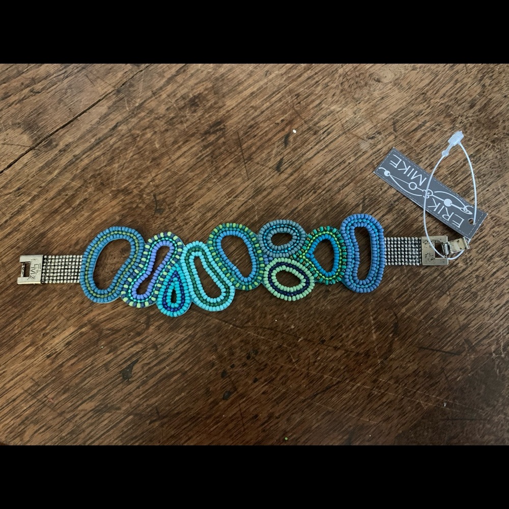 blue beaded funky bracelet